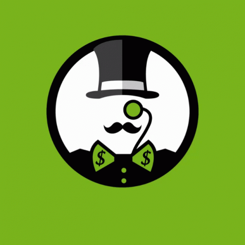 A Man Wearing A Top Hat And Sunglasses Has A Dollar Sign On His Bow Tie GIF