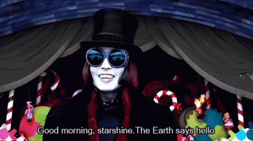 A Man Wearing A Top Hat And Sunglasses Says Good Morning Starshine The Earth Says Hello GIF