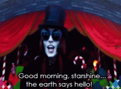 A Man Wearing A Top Hat And Sunglasses Says Good Morning Starshine The Earth Says Hello GIF