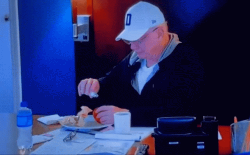 A Man Wearing A White Hat With A Letter D On It GIF