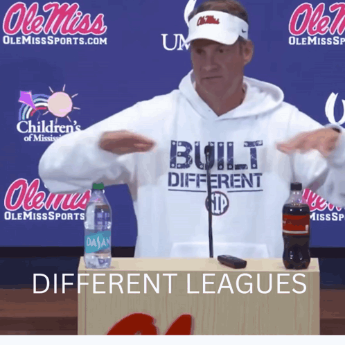 A Man Wearing A White Hoodie That Says " Built Different " GIF