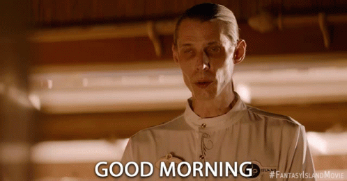 A Man Wearing A White Shirt Says Good Morning GIF