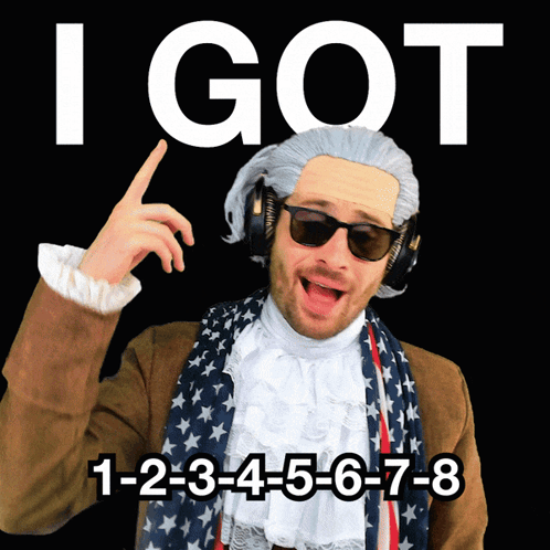 A Man Wearing A Wig And Headphones Says " I Got 1-2-3-4-5-6-7-8 " GIF