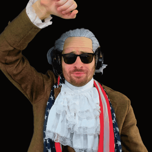 A Man Wearing A Wig And Sunglasses Is Giving A Thumbs Up Sign GIF