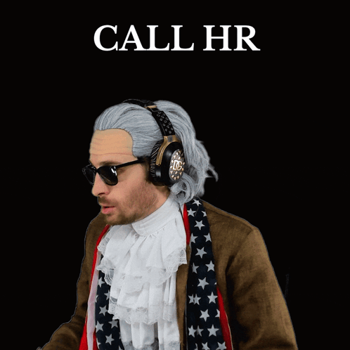 A Man Wearing A Wig And Sunglasses Says Call Hr GIF