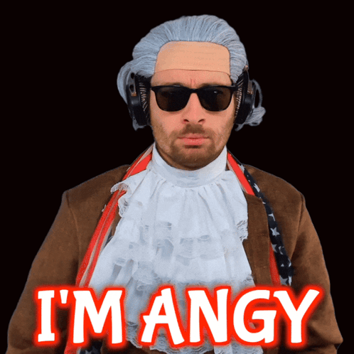 Man With Wig And Sunglasses Says I'm Angry GIF