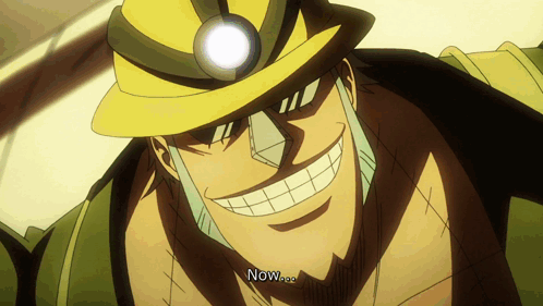 A Man Wearing A Yellow Hard Hat Is Smiling And Says " Now " GIF