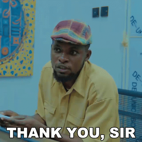 A Man Wearing A Yellow Shirt And Hat Says Thank You Sir GIF