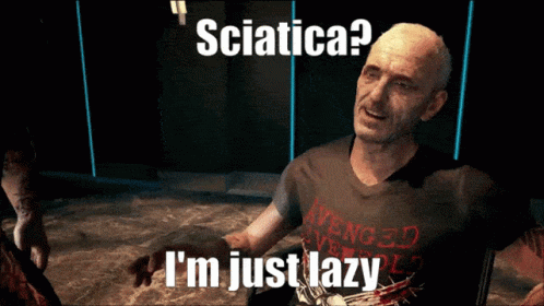 A Man Wearing An Avenged Sevenfold Shirt Says Sciatica GIF