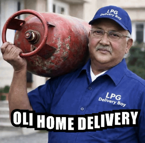 A Man Wearing An Lpg Delivery Boy Hat Is Carrying A Propane Tank GIF