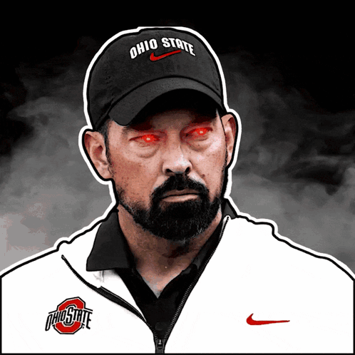 A Man Wearing An Ohio State Hat And A Ohio State Jacket GIF