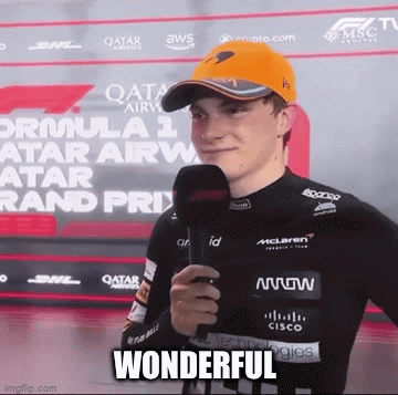 A Man Wearing An Orange Hat Is Holding A Microphone And The Word Wonderful Is Above Him GIF