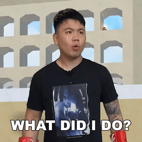 A Man Wearing Boxing Gloves And A Shirt That Says What Did I Do GIF