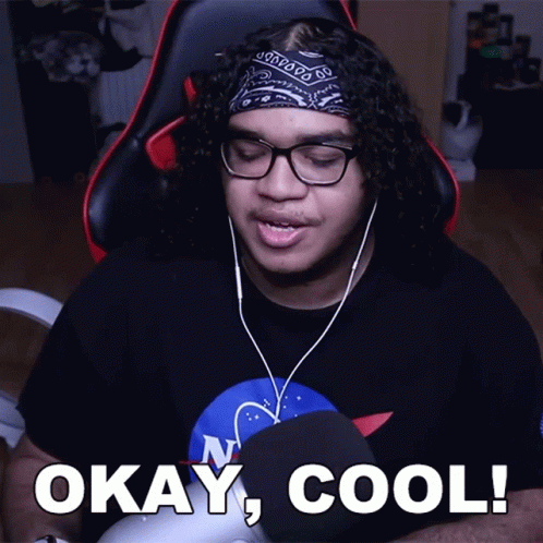 A Man Wearing Glasses And A Bandana Says " Okay Cool " GIF