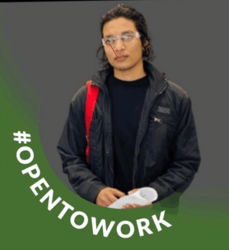 Man In Glasses And Black Jacket Saying #Opentowork GIF