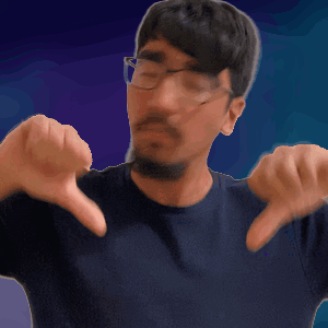 A Man Wearing Glasses And A Blue Shirt Is Giving A Thumbs Down Sign GIF