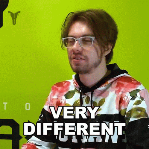 A Man Wearing Glasses And A Floral Sweatshirt Says Very Different GIF