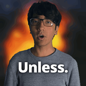 A Man Wearing Glasses And A Gray Shirt Says Unless GIF