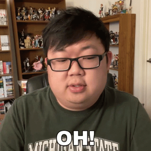 Man With Glasses And Michigan State Shirt Says Oh GIF