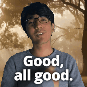 A Man Wearing Glasses And A Grey Shirt Says Good All Good GIF