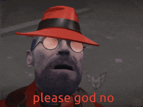 A Man Wearing Glasses And A Hat Is Asking For God No GIF