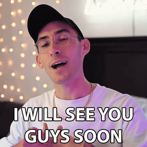 A Man Wearing Glasses And A Hat Is Saying I Will See You Guys Soon GIF