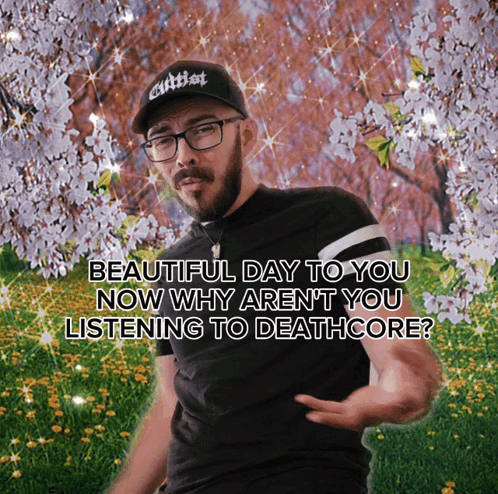 A Man Wearing Glasses And A Hat That Says Cultist On It GIF