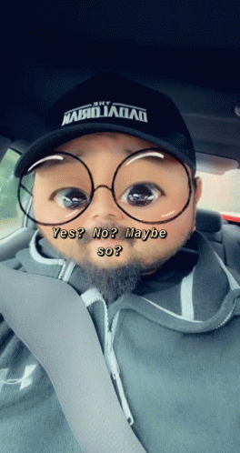 A Man Wearing Glasses And A Hat That Says Yes No Maybe So GIF