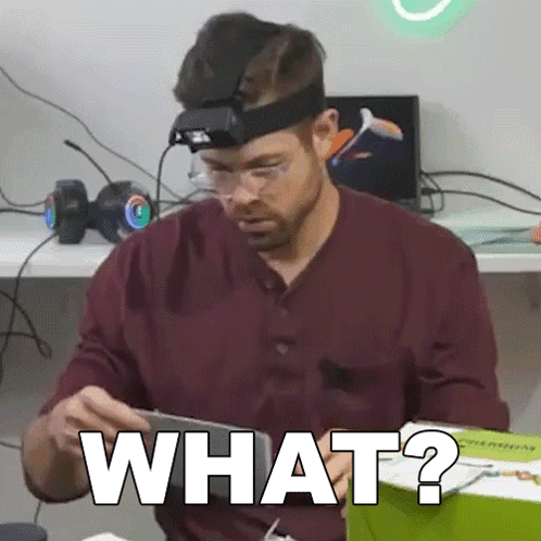 Man With Glasses And Head Light Says What GIF