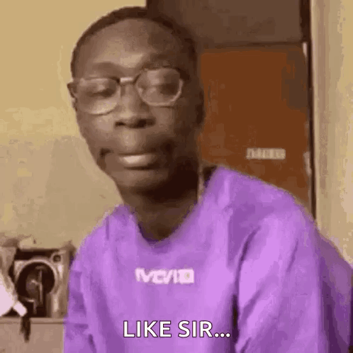 Man In Purple Shirt Making Funny Face Saying Like Sir GIF