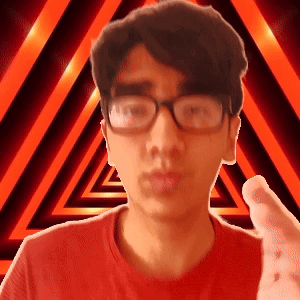 A Man Wearing Glasses And A Red Shirt Is Pointing GIF