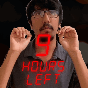 A Man Wearing Glasses And A Shirt That Says 9 Hours Left In Red GIF