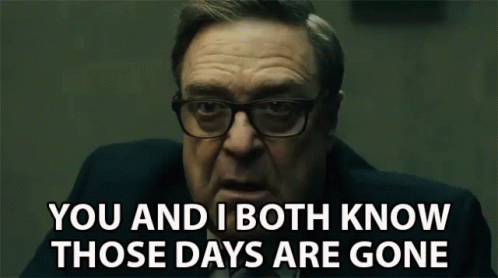 A Man Wearing Glasses And A Suit Is Talking To Someone And Saying `` You And I Both Know Those Days Are Gone '' GIF