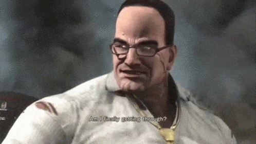 A Man Wearing Glasses And A Tie Is Asking Am I Finally Getting Through GIF