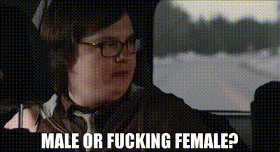 A Man Wearing Glasses And A Tie Is Sitting In A Car And Asking If He Is A Male Or Female . GIF
