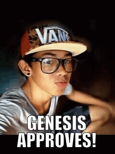 A Man Wearing Glasses And A Vans Hat Says Genesis Approves GIF