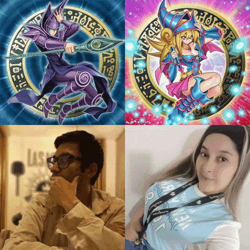 A Man Wearing Glasses And A Woman Wearing A Blue Shirt With A Lanyard That Says Lasik On It GIF