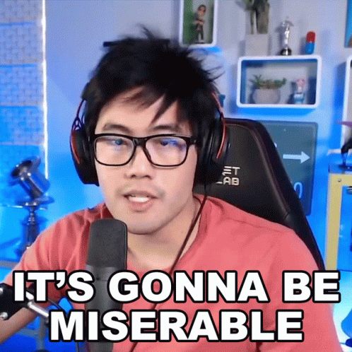 A Man Wearing Glasses And Headphones Is Saying It 'S Gonna Be Miserable GIF