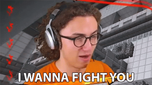 A Man Wearing Glasses And Headphones Says I Wanna Fight You GIF