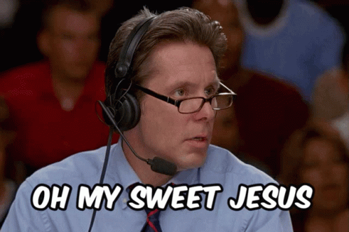 A Man Wearing Glasses And Headphones Says Oh My Sweet Jesus GIF