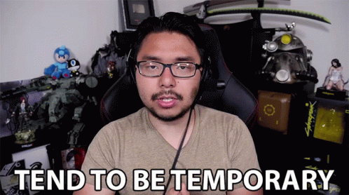 A Man Wearing Glasses And Headphones Says " Tend To Be Temporary " GIF