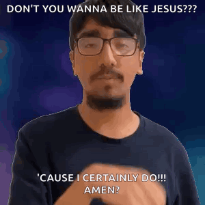 A Man Wearing Glasses Is Covering His Mouth With His Hand While Making A Funny Face . GIF