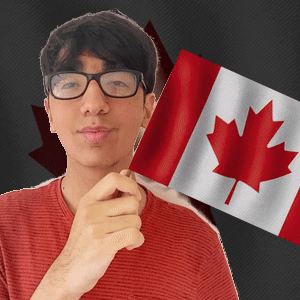 A Man Wearing Glasses Is Holding A Canadian Flag GIF