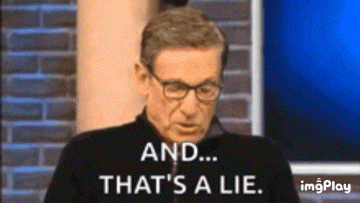 A Man Wearing Glasses Is Sitting In Front Of A Brick Wall And Says `` And ... That 'S A Lie . '' GIF