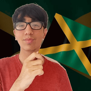 A Man Wearing Glasses Is Standing In Front Of A Flag GIF