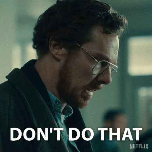 A Man Wearing Glasses Says " Do N't Do That " On A Netflix Poster GIF