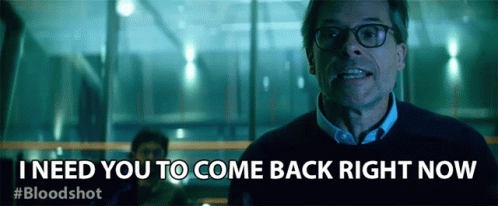 A Man Wearing Glasses Says I Need You To Come Back Right Now GIF