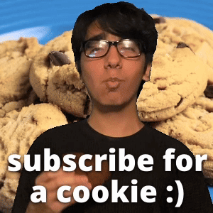 A Man Wearing Glasses Says Subscribe For A Cookie In Front Of A Plate Of Cookies GIF