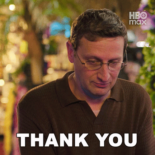 A Man Wearing Glasses Says Thank You In A Hbo Max Ad GIF