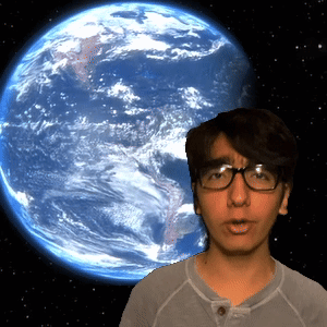 Man With Glasses In Front Of Blue Globe GIF